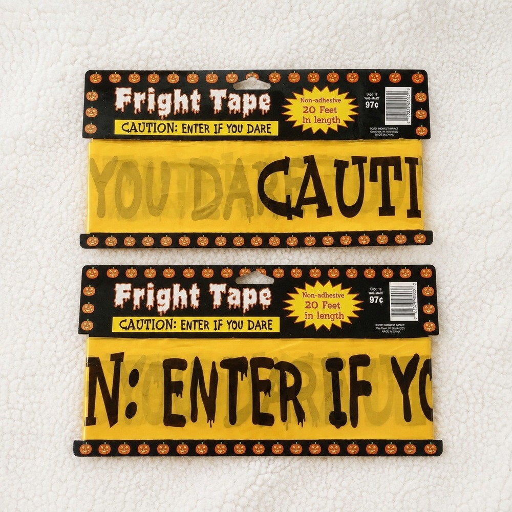 Vintage Halloween Fright Tape Caution Enter If You Dare Horror Decor Lot Used